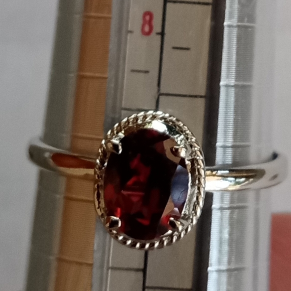 Sterling Silver Garnet Ring, Earrings And Tennis Bracelet Set - Picture 2 of 12